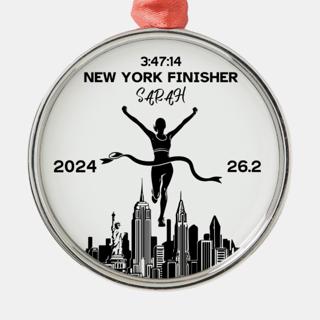 Personalised New York 2024 Marathon Ornament  (Front)