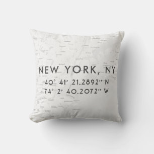 Personalised New York City Map   Light Grey Cushion