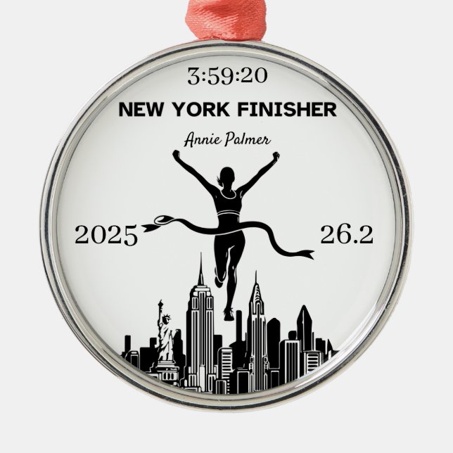 Personalised New York Marathon Finisher Ornament (Front)