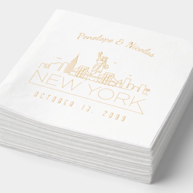 Personalised New York Napkins Gold Foil (Detail)