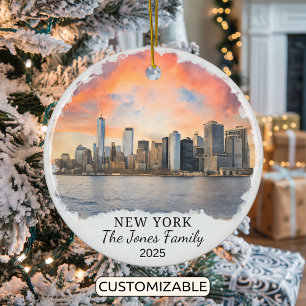 Personalised New York Ornament, New York Ceramic Ornament