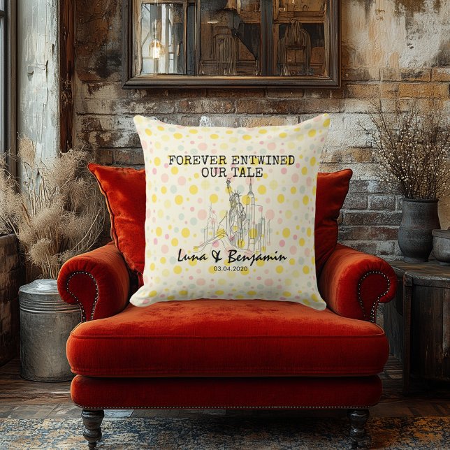 Personalised New York Skyline Polka Dot Pattern Cushion (Creator Uploaded)