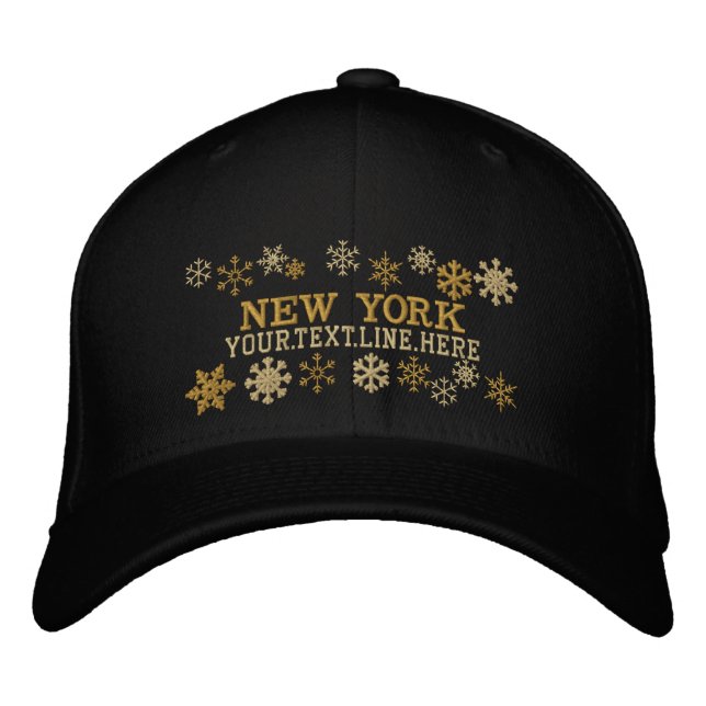 Personalised New York Winter Snowflakes Embroidered Hat (Front)