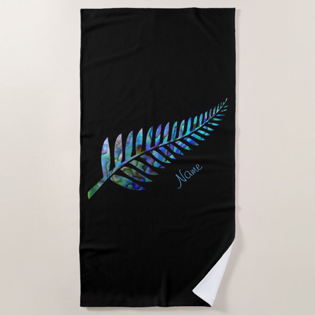 PERSONALISED NEW ZEALAND FERN PAUA BEACH TOWEL (Front)