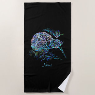 PERSONALISED NEW ZEALAND KIWI PAUA BEACH TOWEL