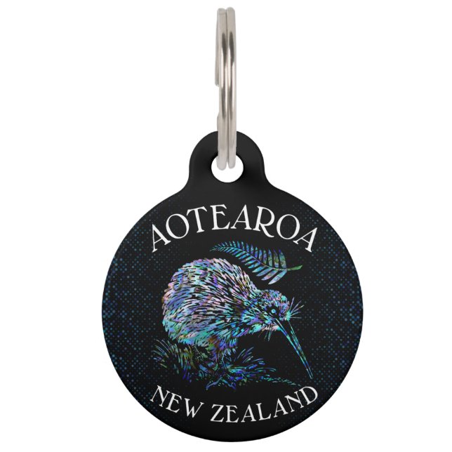 PERSONALISED NEW ZEALAND KIWI PAUA PET TAG (Front)