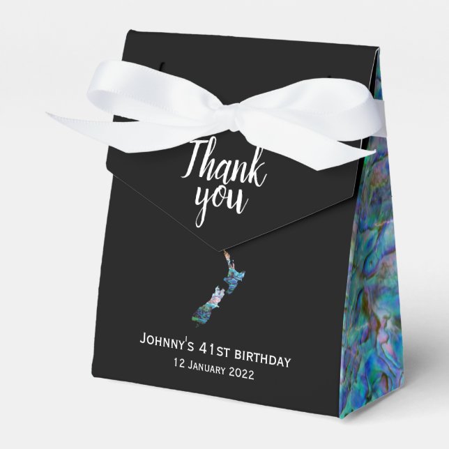 PERSONALISED NEW ZEALAND MAP PAUA FAVOUR BOX (Front Side)