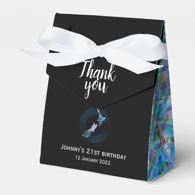 PERSONALISED NEW ZEALAND MAP PAUA FAVOUR BOX (Front Side)