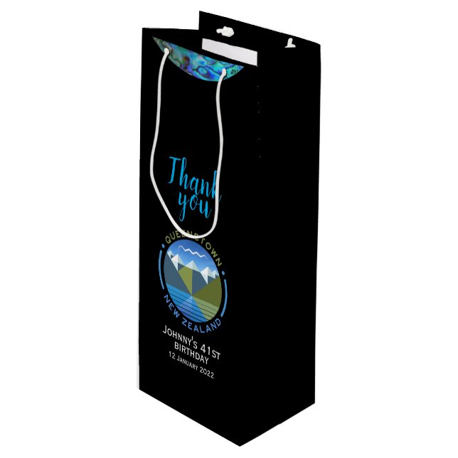 PERSONALISED NEW ZEALAND QUEENSTOWN WINE GIFT BAG (Front Angled)
