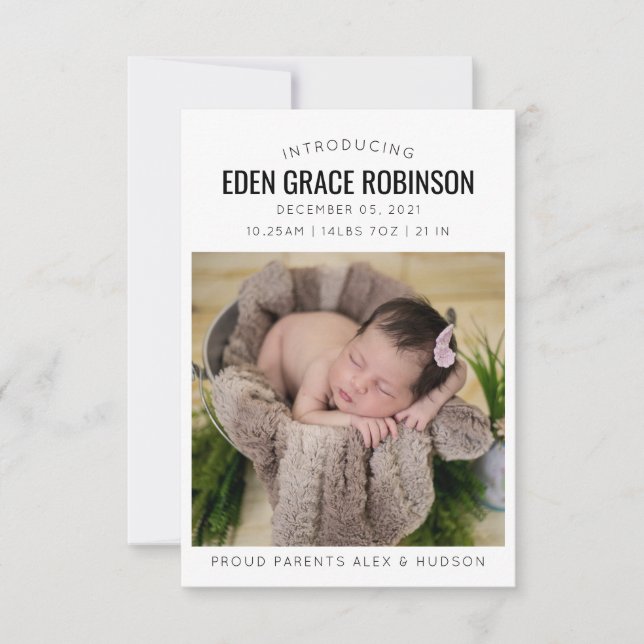 Personalised Newborn Baby Birth Announcement (Front)
