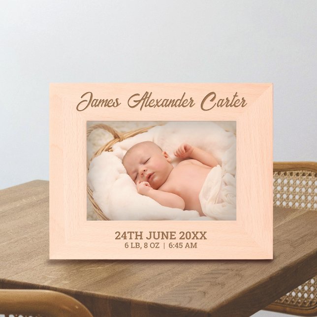 Personalised Newborn Baby Name with Birth Details Etched Frames (Creator Uploaded)