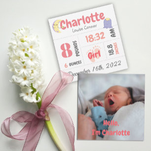 Personalised Newborn Photo Birth Announcement Card