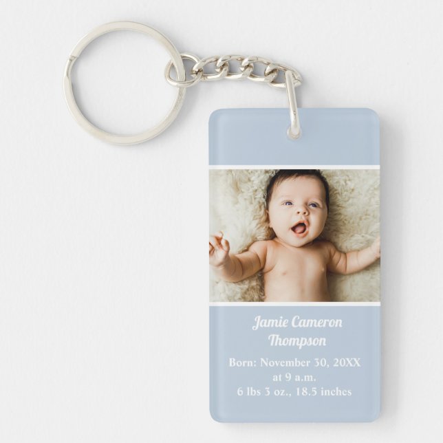 Personalised Newborn photo birth announcement  Key Ring (Front)