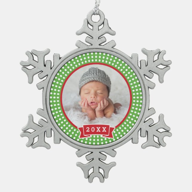 Personalised Newborn Photo Keepsake Ornament (Front)