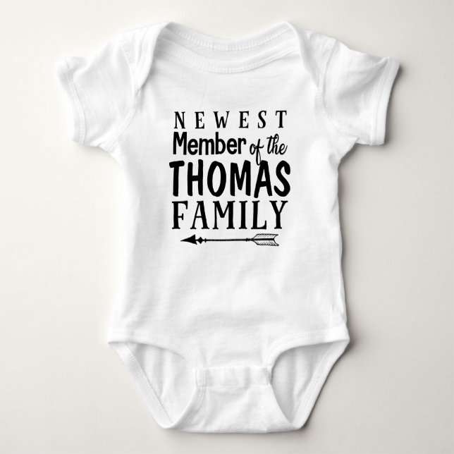 Personalised Newest Member Of The Family Baby Bodysuit (Front)