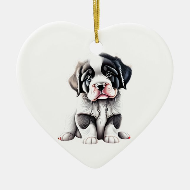 Personalised Newfoundland Puppy Ceramic Ornament (Front)