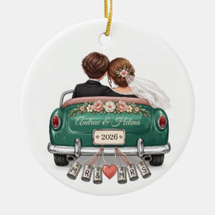 Personalised Newlywed Car Christmas Ornament
