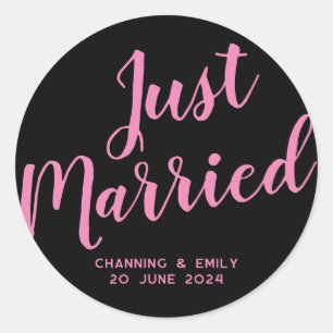 Personalised Newlywed Honeymoon Just Married Classic Round Sticker