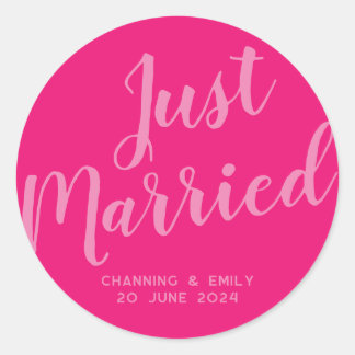 Personalised Newlywed Honeymoon Just Married Classic Round Sticker