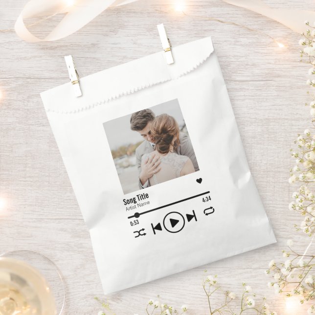 Personalised Newlywed Photo Song Playlist Favour Bag (Clipped)