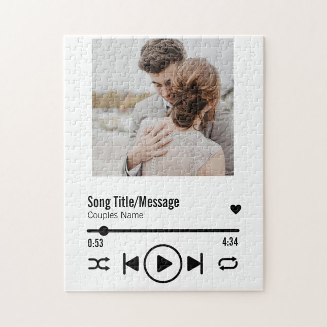 Personalised Newlywed Photo Song Playlist Jigsaw Puzzle (Vertical)