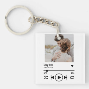 Personalised Newlywed Photo Song Playlist Key Ring