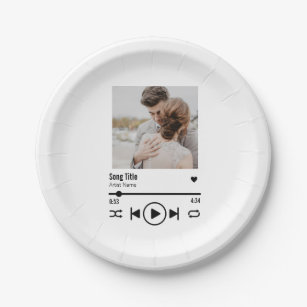 Personalised Newlywed Photo Song Playlist Paper Plate