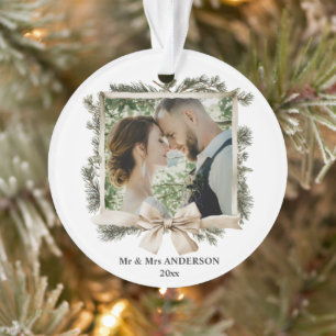 Personalised Newlywed Wedding Photo Christmas Ornament