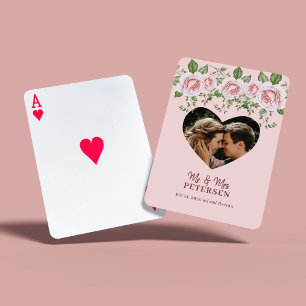 Personalised newlyweds photo wedding favour playing cards