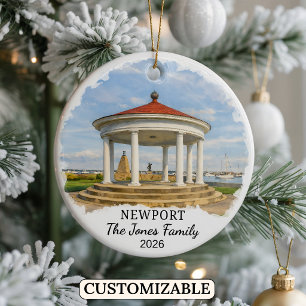 Personalised Newport Ornament, Custom Rhode Island Ceramic Ornament