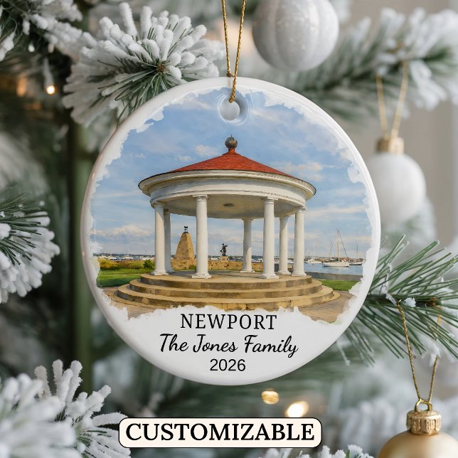 Personalised Newport Ornament, Custom Rhode Island Ceramic Ornament (Creator Uploaded)