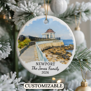 Personalised Newport Ornament, Custom Rhode Island Ceramic Ornament