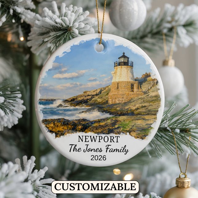 Personalised Newport Ornament, Custom Rhode Island Ceramic Ornament (Creator Uploaded)