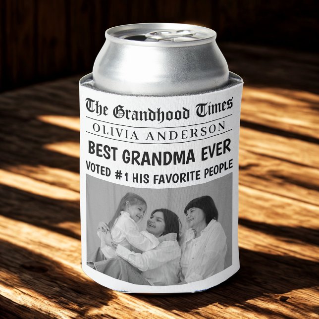 Personalised Newspaper | Best Grandma Ever Can Cooler (Creator Uploaded)