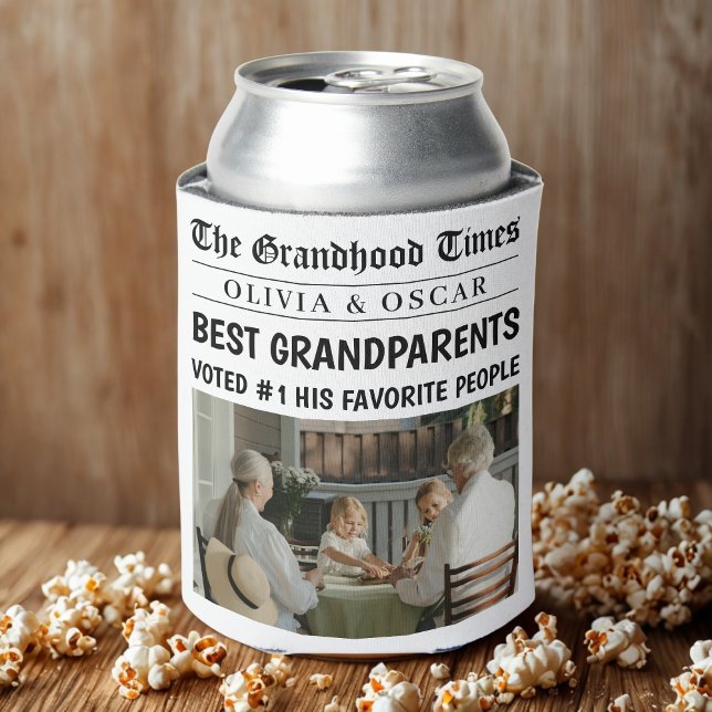 Personalised Newspaper  | Best Grandparent Gift Can Cooler (Creator Uploaded)