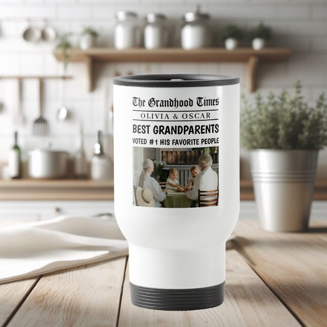 Personalised Newspaper  | Best Grandparents Gift Travel Mug (Creator Uploaded)