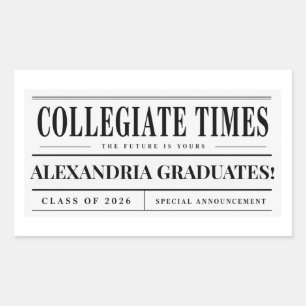 Personalised Newspaper Graduation 2026 Classic Rou Rectangular Sticker