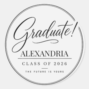 Personalised Newspaper Graduation 2026 Classic Rou Round Sticker
