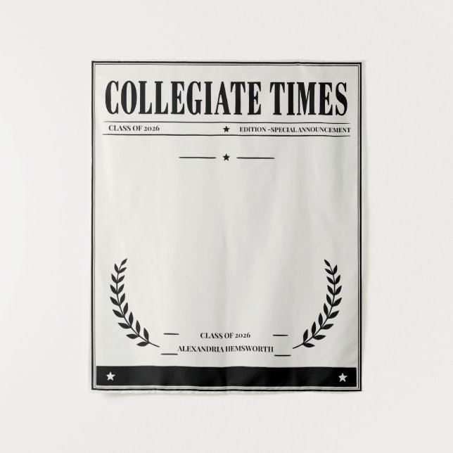 Personalised Newspaper Graduation 2026 Tapestry (Front)