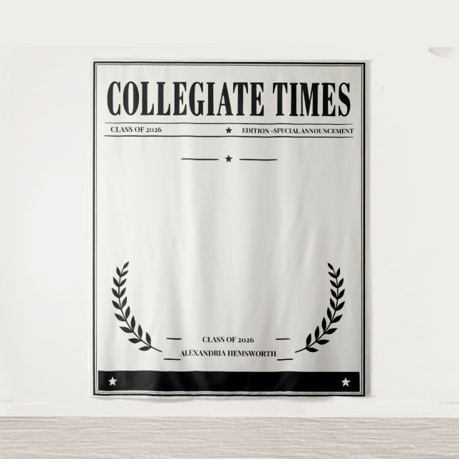 Personalised Newspaper Graduation 2026 Tapestry (Front)