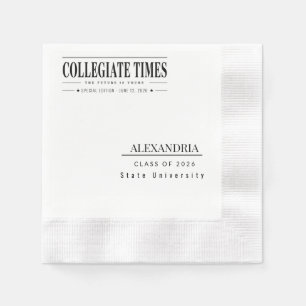 Personalised Newspaper Graduation Invitation 2026 Napkin