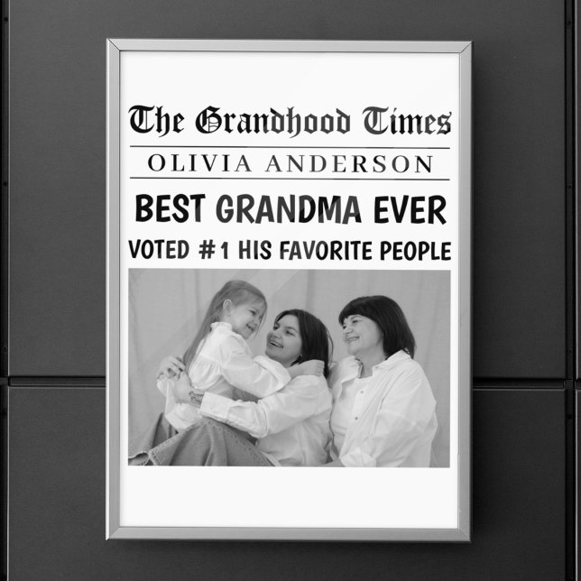 Personalised Newspaper Poster | Best Grandma Ever  (Creator Uploaded)