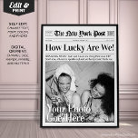 Personalised Newspaper Print 'How Lucky Are We'<br><div class="desc">Personalised Newspaper Print 'How Lucky Are We' – easy to edit, customise, and print. Add a stylish touch to your decor with this trendy newspaper print, blending vintage charm with a modern twist. Fully customisable with your text, font, and images, this unique design is perfect for home decor, party decorations,...</div>