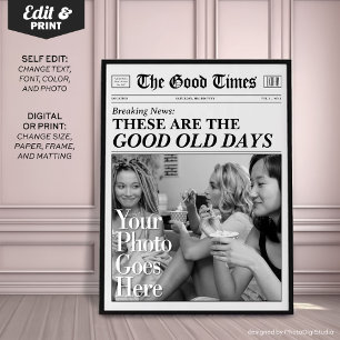 Personalised Newspaper Print 'The good old days'