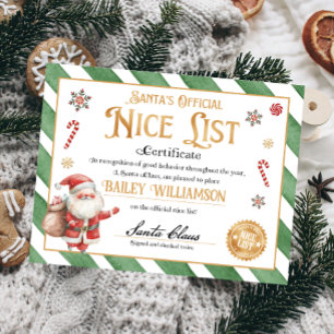 Personalised Nice Certificate From Santa Claus