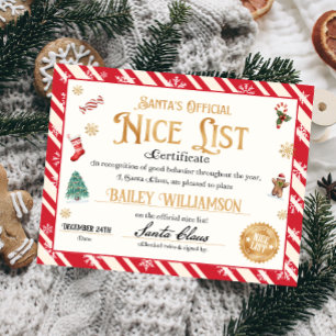 Personalised Nice Certificate From Santa Claus