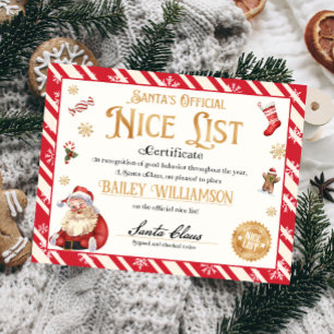 Personalised Nice Certificate From Santa Claus