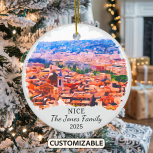 Personalised Nice Ornament, France Gift Ceramic Ornament