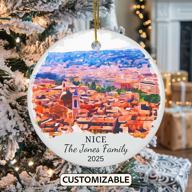 Personalised Nice Ornament, France Gift Ceramic Ornament (Creator Uploaded)