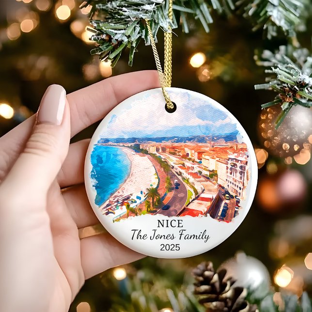 Personalised Nice Ornament, France Gift Ceramic Ornament (Creator Uploaded)